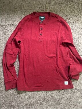 Roots Men’s Deep Red Henley Long-Sleeve Shirt